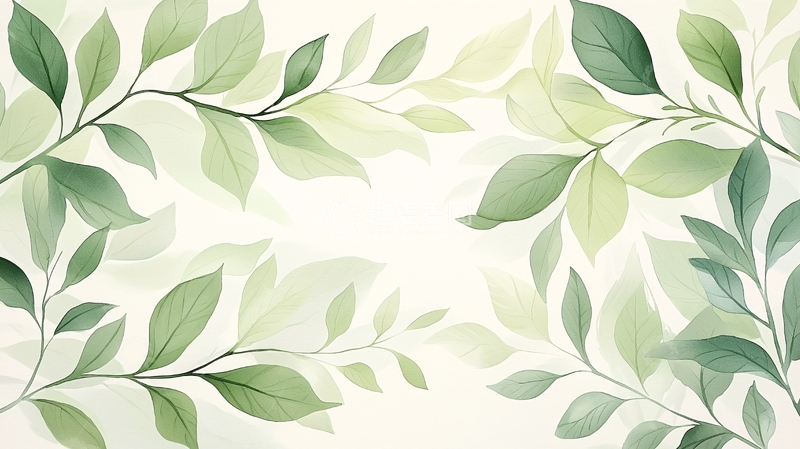 高清大图下载【趣麦麦图】淡绿色清新叶子背景