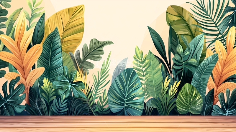 高清大图下载【趣麦麦图】热带植物背景墙
