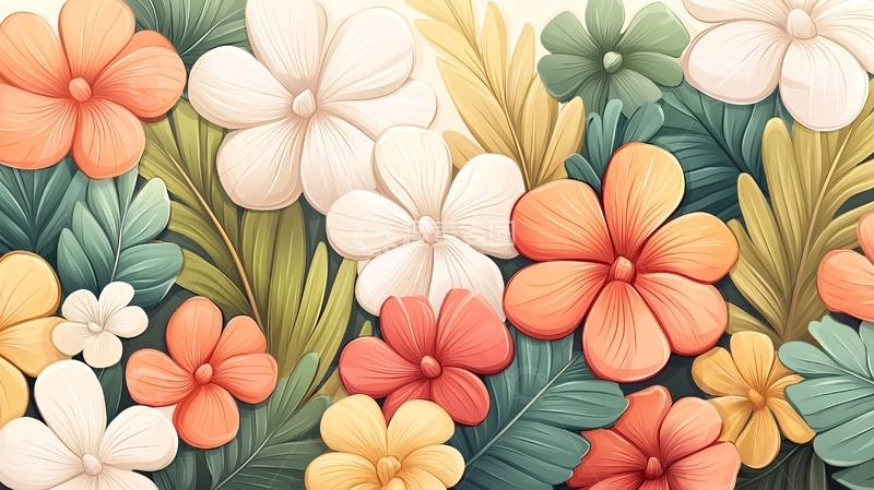 高清大图下载【趣麦麦图】彩色花朵植物背景