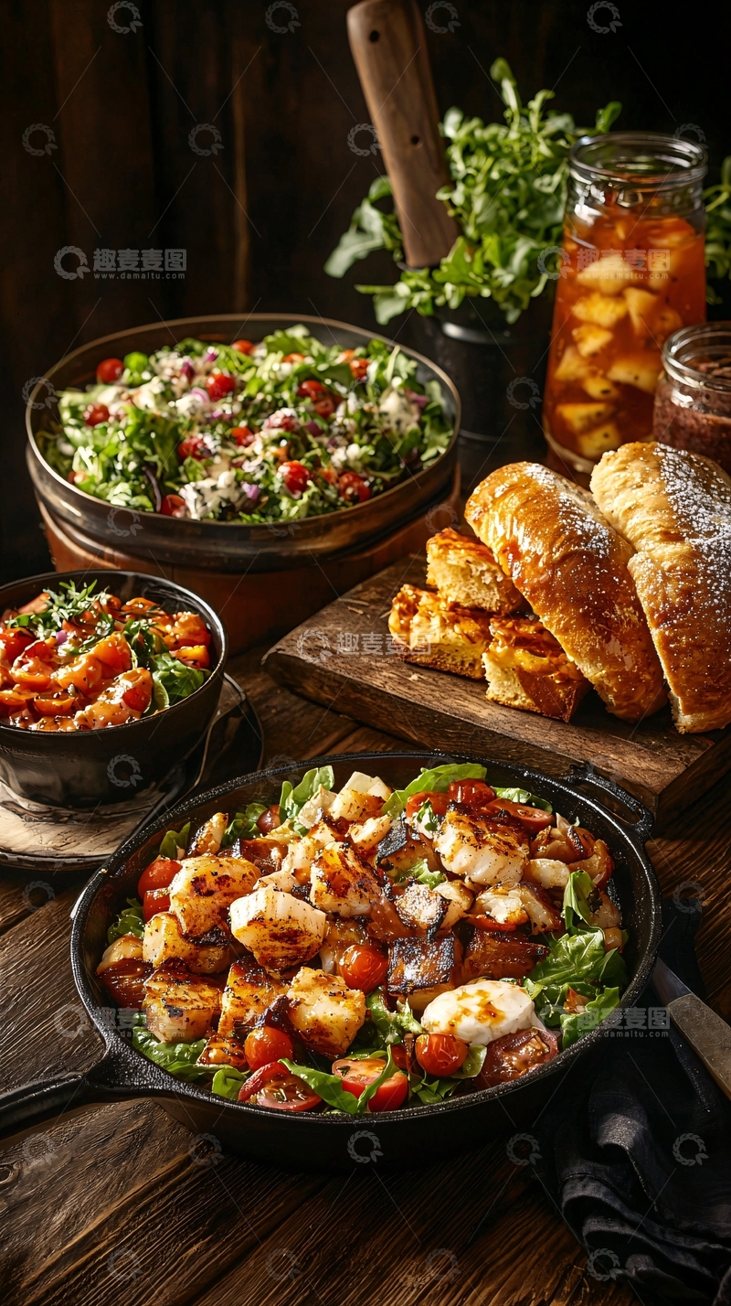 高清大图下载【趣麦麦图】丰盛的乡村风美食大餐