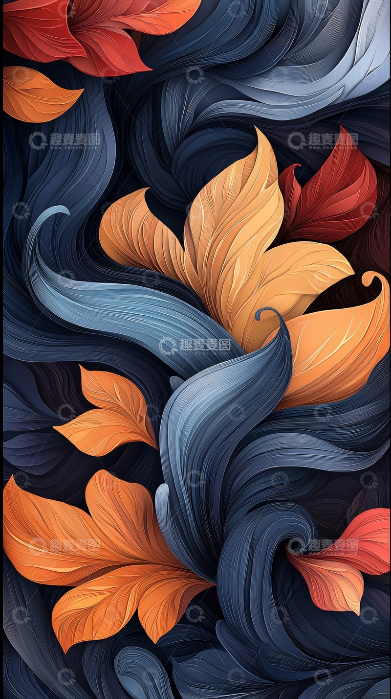 高清大图下载【趣麦麦图】抽象花卉漩涡背景