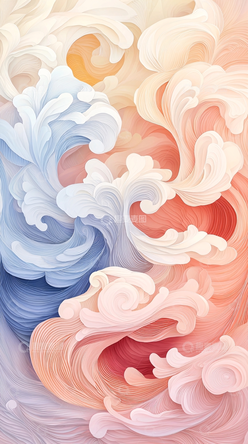 高清大图下载【趣麦麦图】抽象水彩漩涡纹理
