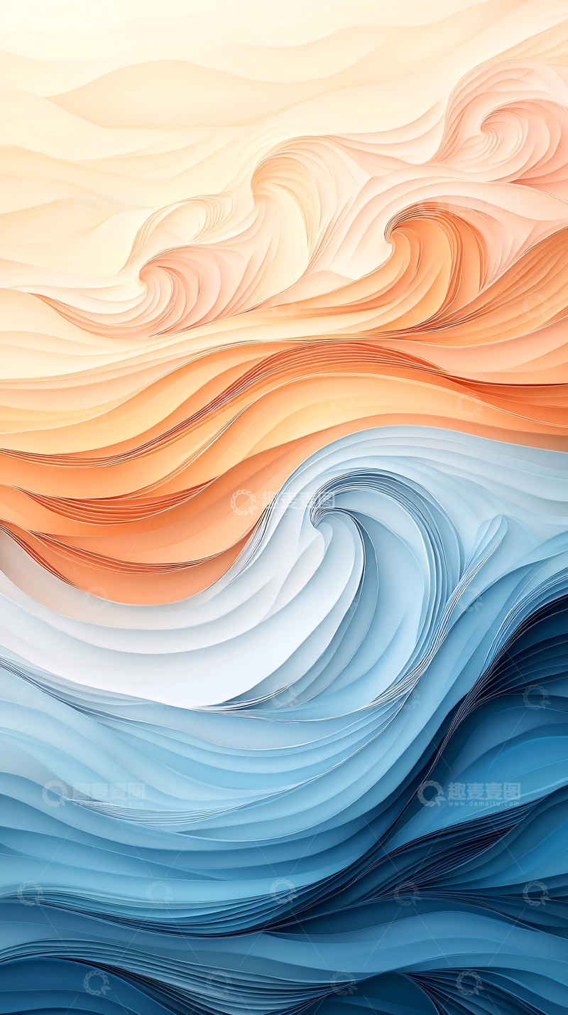 高清大图下载【趣麦麦图】抽象曲线流动渐变背景