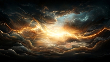 雷暴云层中的光芒