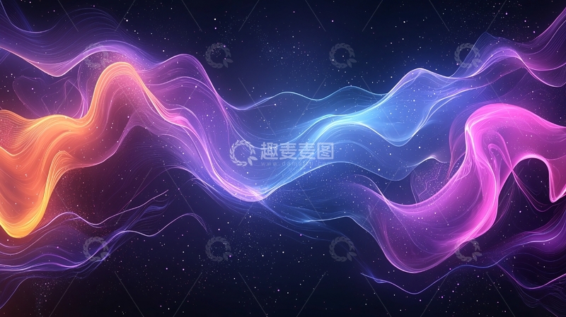 高清大图下载【趣麦麦图】绚丽多彩的抽象波浪