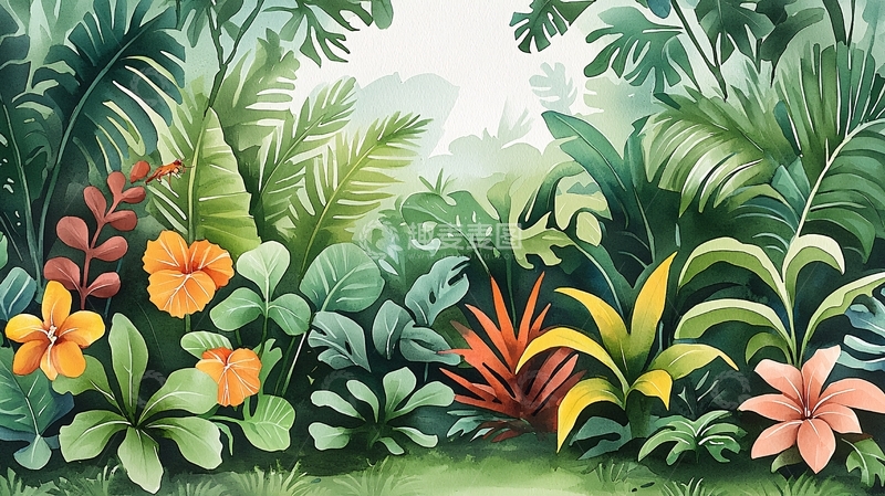 高清大图下载【趣麦麦图】茂盛的热带雨林植物背景