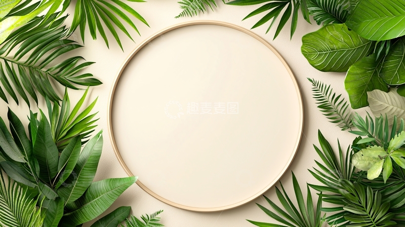高清大图下载【趣麦麦图】绿色植物环绕的圆盘