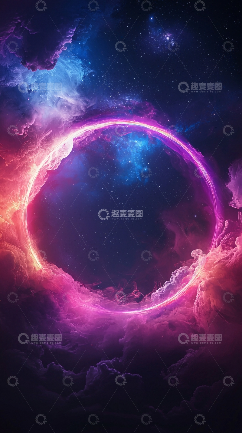 高清大图下载【趣麦麦图】星云环绕的紫色光圈