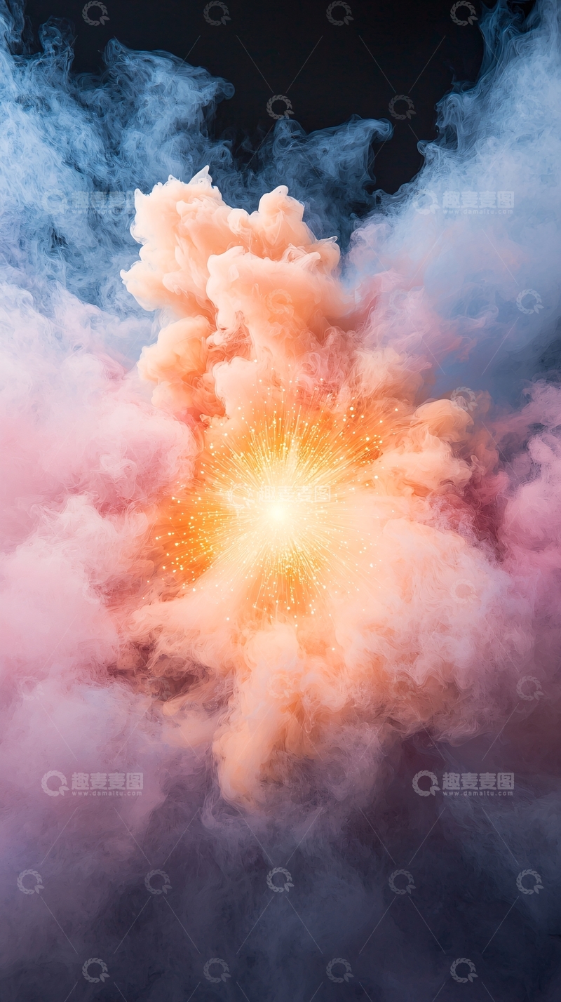 高清大图下载【趣麦麦图】光芒四射的彩色烟雾