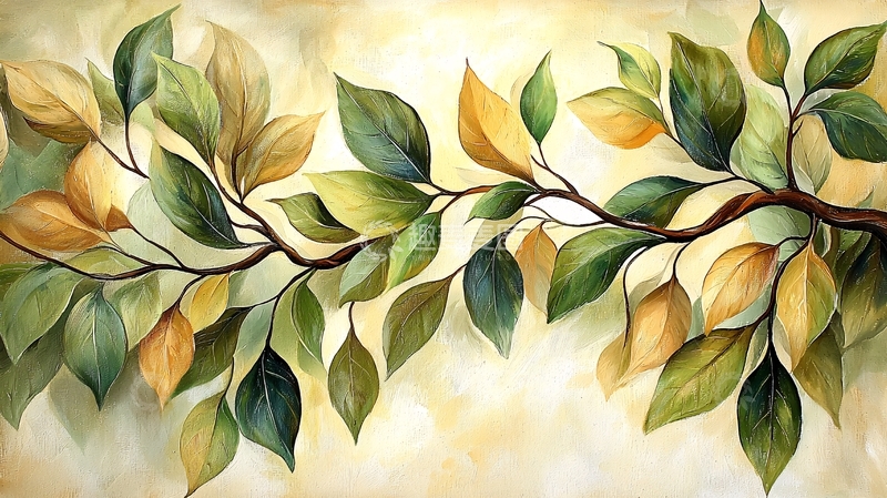 高清大图下载【趣麦麦图】水彩叶子植物枝条