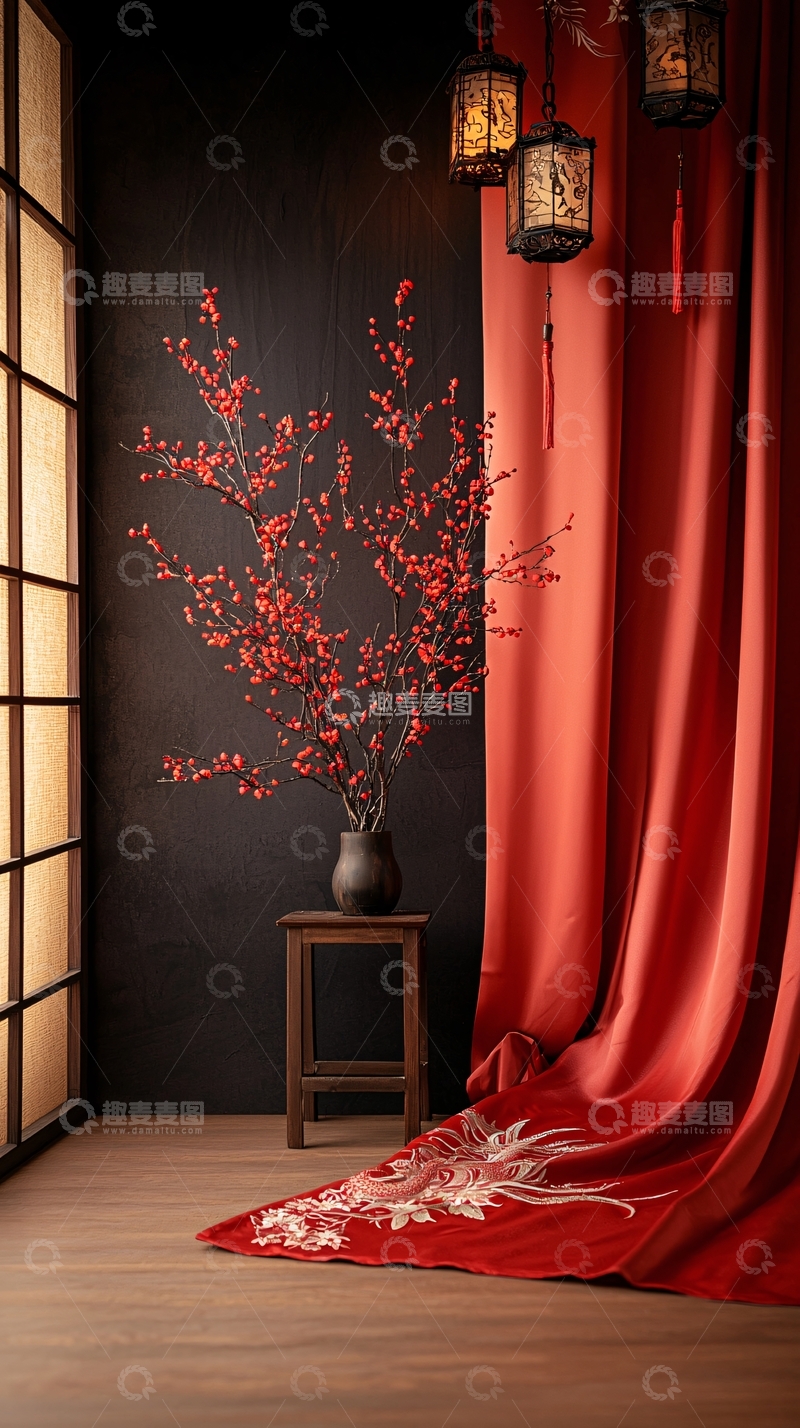 高清大图下载【趣麦麦图】红色中国风场景