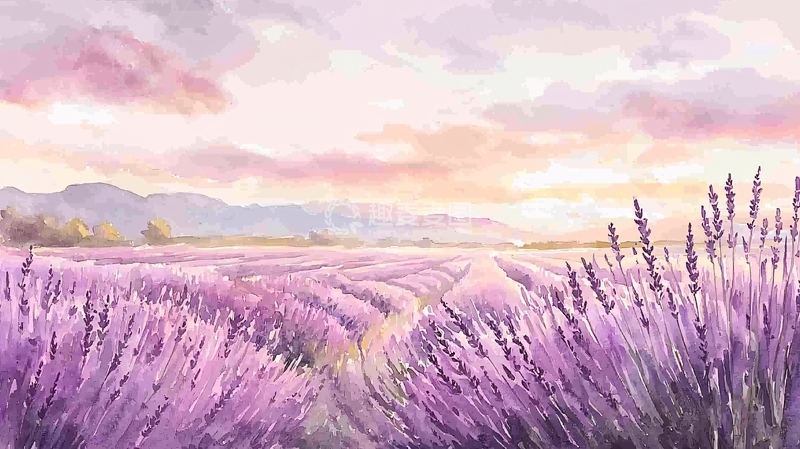 高清大图下载【趣麦麦图】紫色薰衣草田野