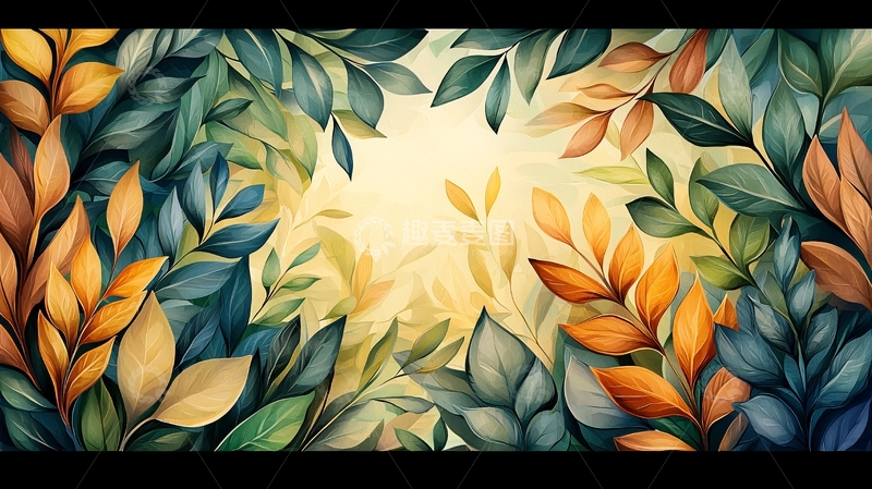 高清大图下载【趣麦麦图】光线下的彩色叶片