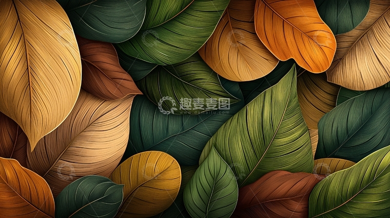 高清大图下载【趣麦麦图】色彩丰富的秋叶背景