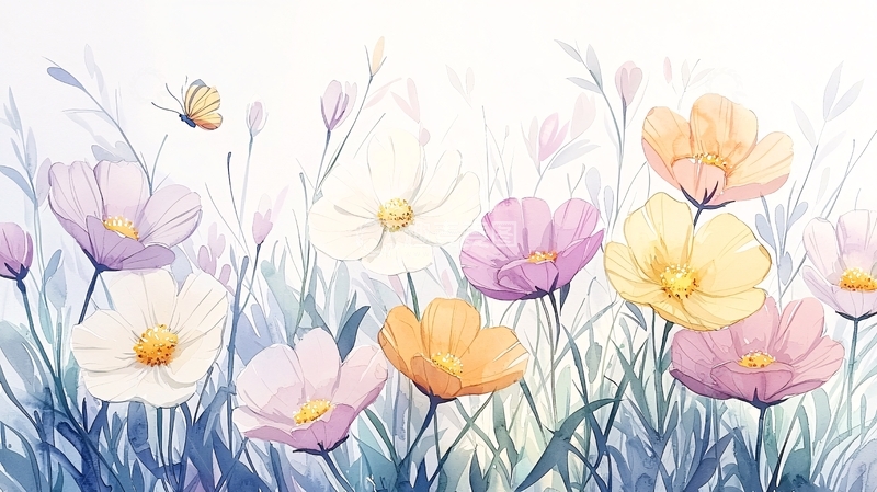 高清大图下载【趣麦麦图】水彩花卉小清新背景