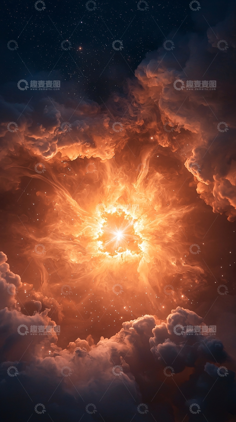 高清大图下载【趣麦麦图】宇宙中心绚丽爆炸场景