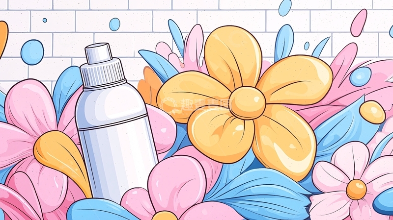 高清大图下载【趣麦麦图】化妆品和鲜花装饰背景