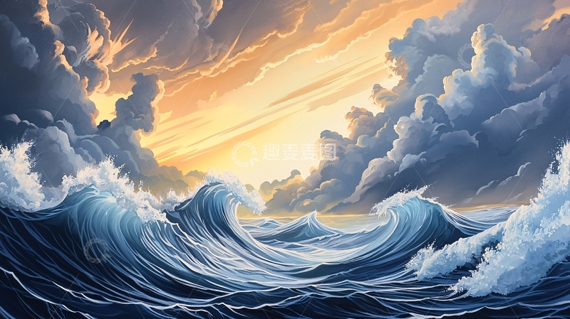 高清大图下载【趣麦麦图】波涛汹涌的海面