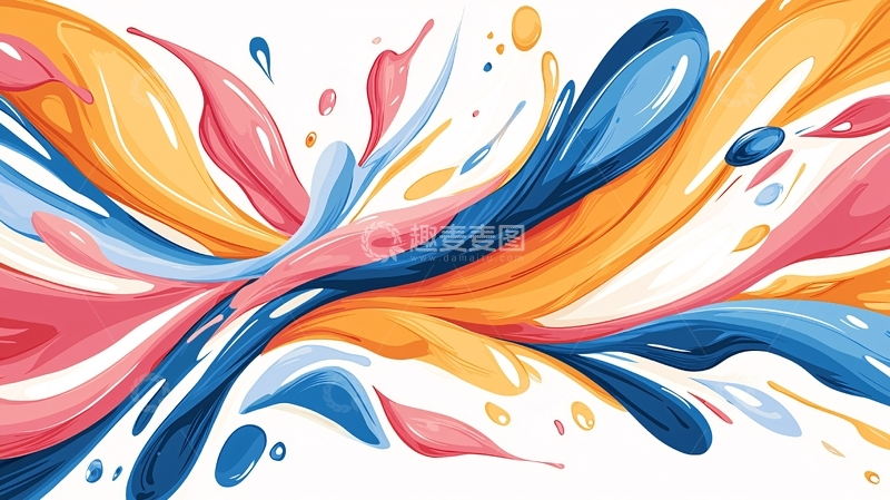 高清大图下载【趣麦麦图】彩色水彩泼溅飞溅抽象