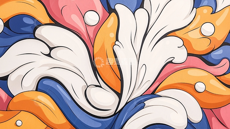 高清大图下载【趣麦麦图】色彩鲜艳的抽象花卉图案