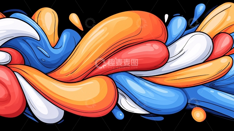 高清大图下载【趣麦麦图】彩色水滴流动抽象背景