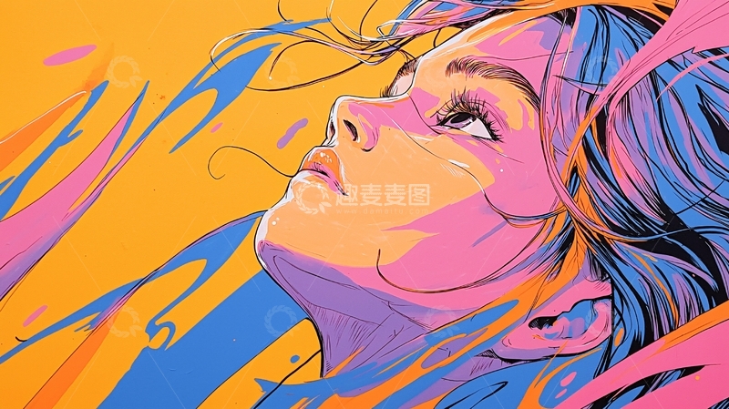 高清大图下载【趣麦麦图】仰望天空的女子