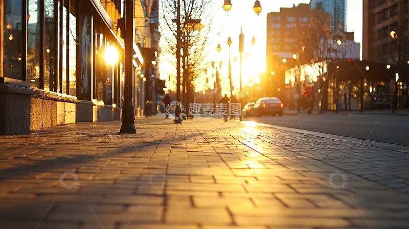 高清大图下载【趣麦麦图】阳光洒在城市街道上