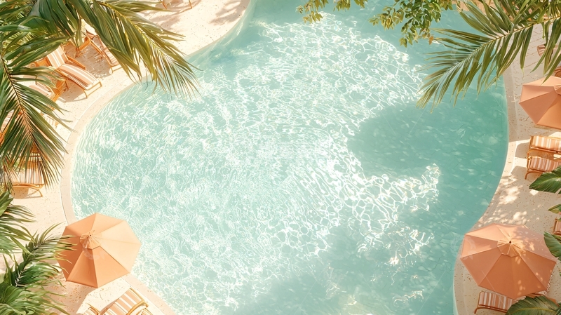 从高处俯瞰的泳池场景