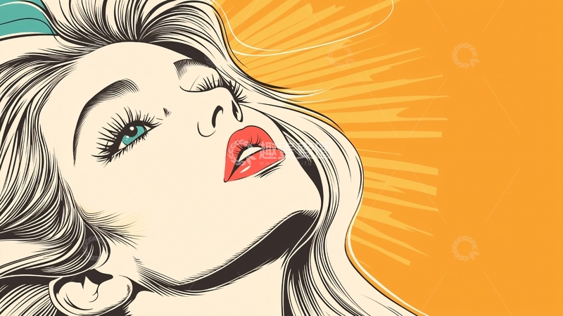 高清大图下载【趣麦麦图】仰望天空的复古女郎