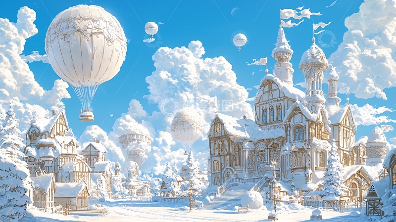 高清大图下载【趣麦麦图】雪国梦幻城堡