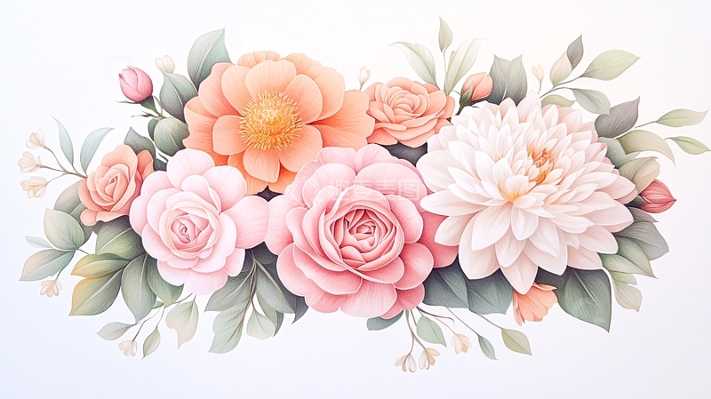 高清大图下载【趣麦麦图】柔和色彩的花朵排列