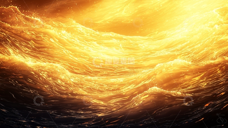 高清大图下载【趣麦麦图】金色波涛汹涌的海面