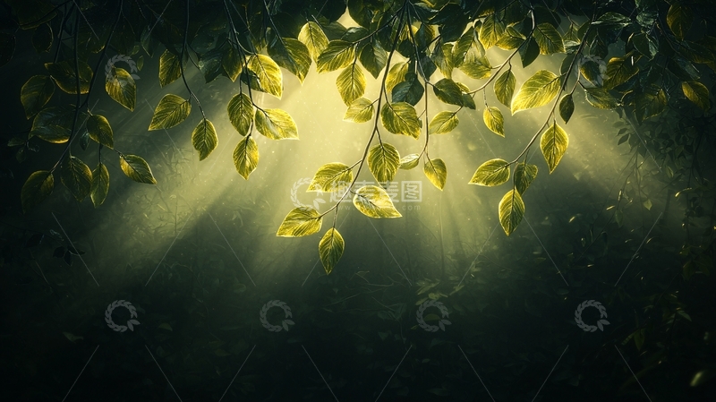 高清大图下载【趣麦麦图】阳光穿透树叶的光线