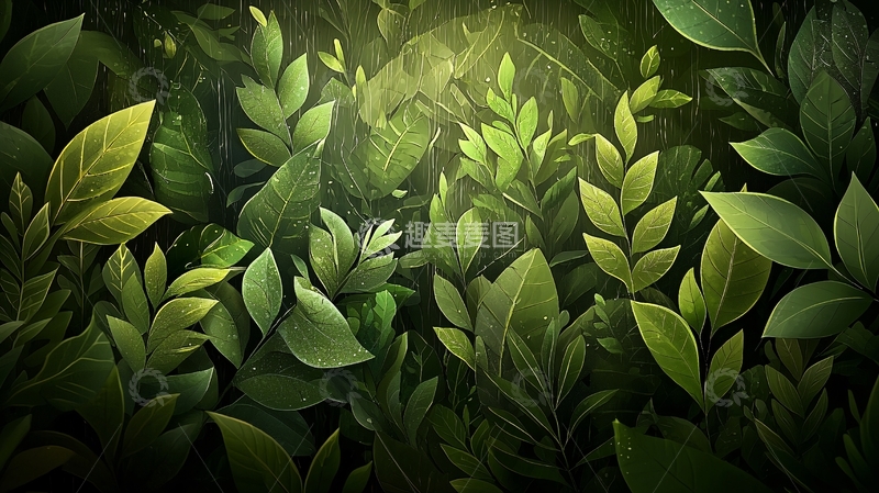 高清大图下载【趣麦麦图】茂密翠绿的叶子背景