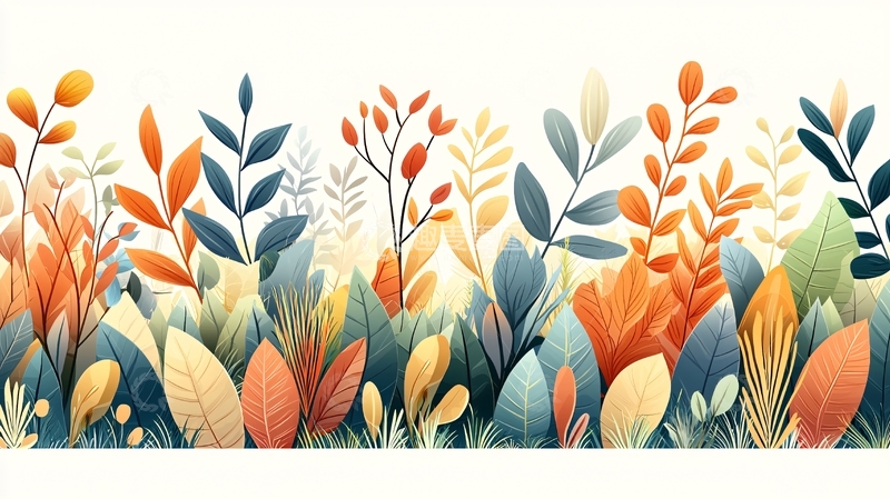 高清大图下载【趣麦麦图】水彩植物横幅