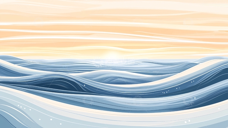 高清大图下载【趣麦麦图】平静的海面和温暖的天空