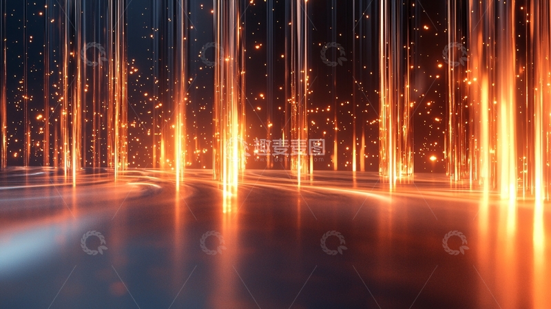 高清大图下载【趣麦麦图】橙色光束与闪烁星尘