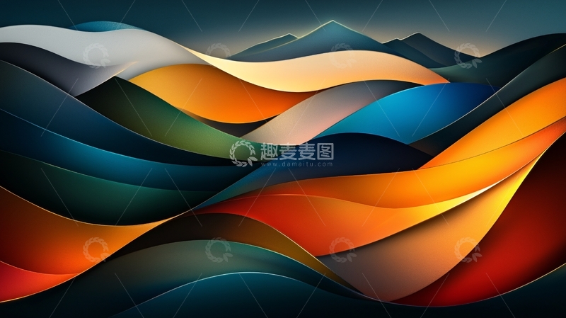 高清大图下载【趣麦麦图】抽象彩色山峦波浪