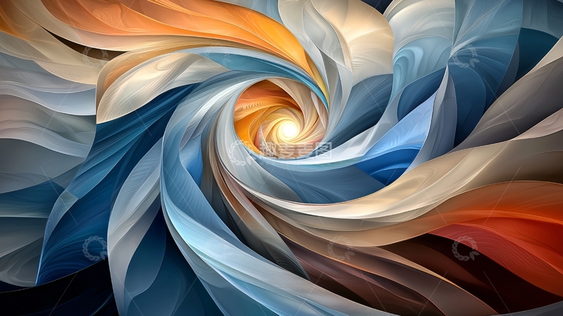 高清大图下载【趣麦麦图】蓝色橙色漩涡抽象艺术