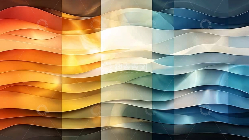 高清大图下载【趣麦麦图】抽象色彩波浪线条图案