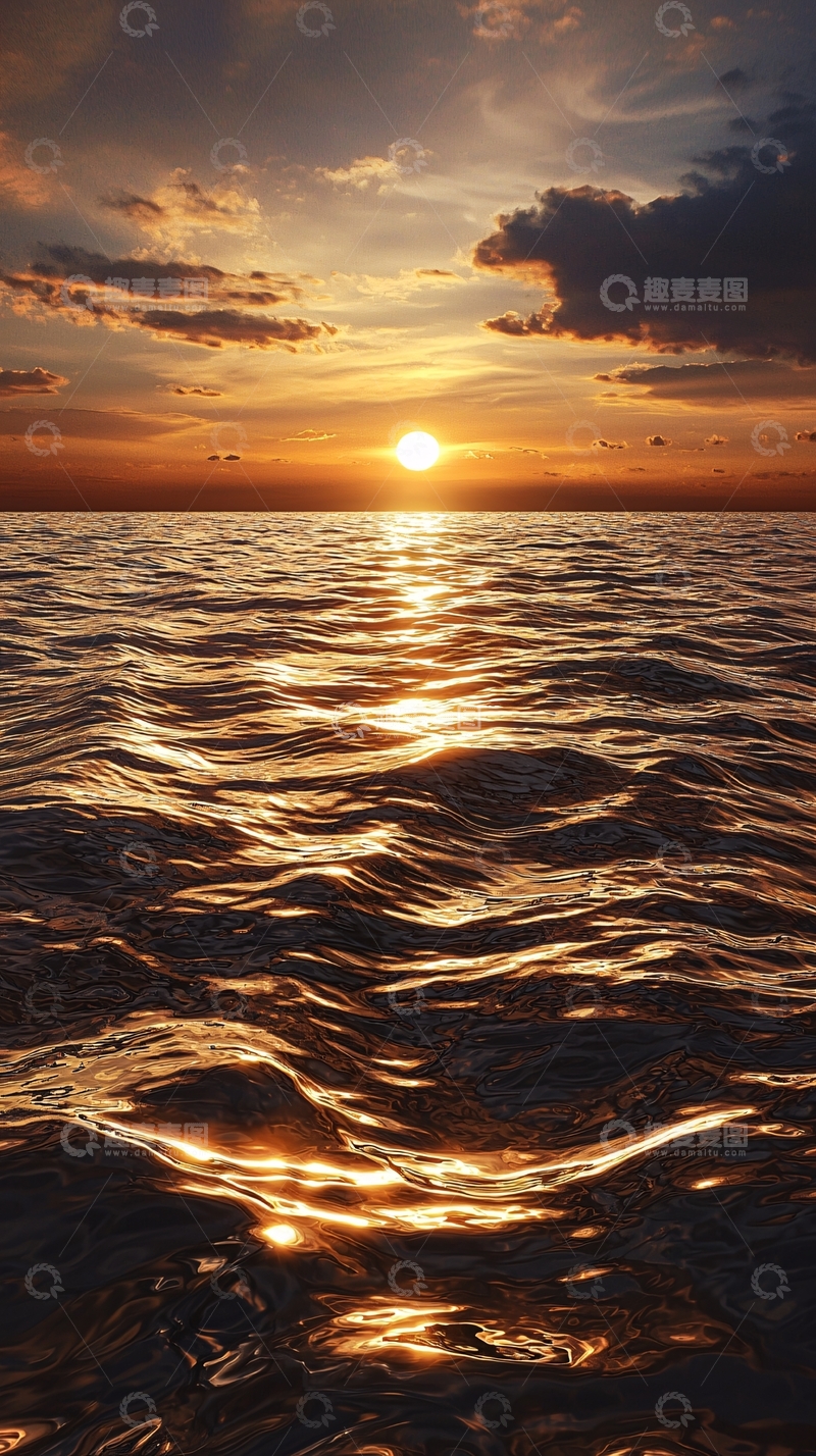 高清大图下载【趣麦麦图】金色阳光洒在海面