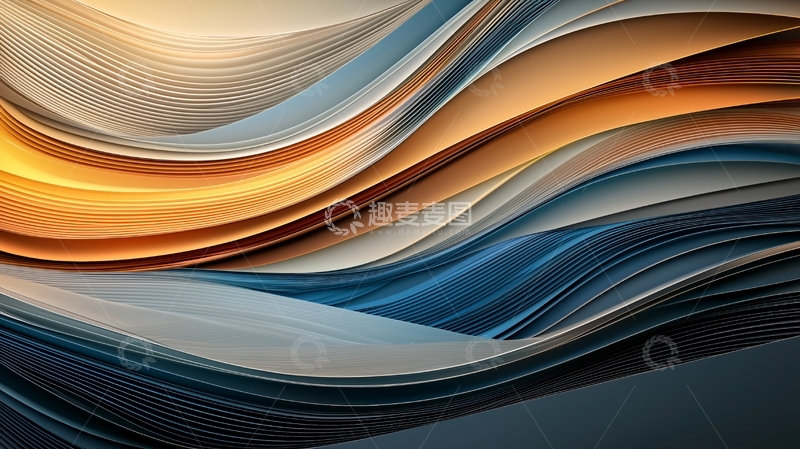 高清大图下载【趣麦麦图】金色与蓝色流体抽象背景