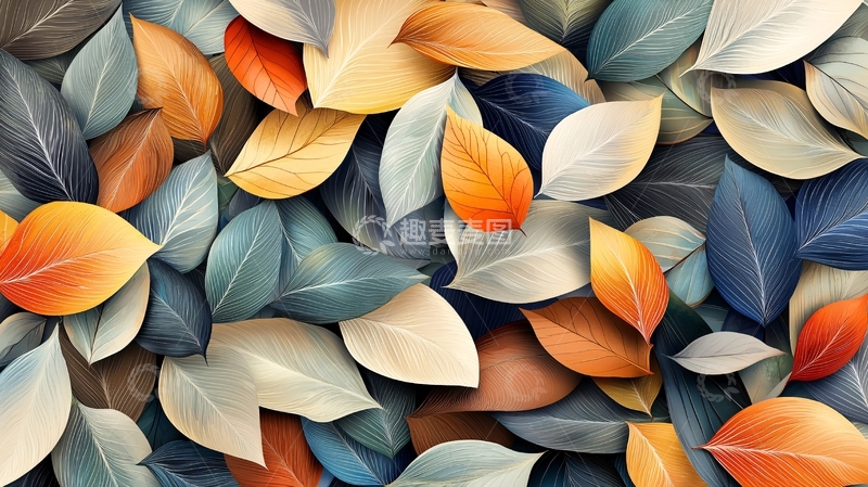 高清大图下载【趣麦麦图】秋季色彩缤纷的落叶