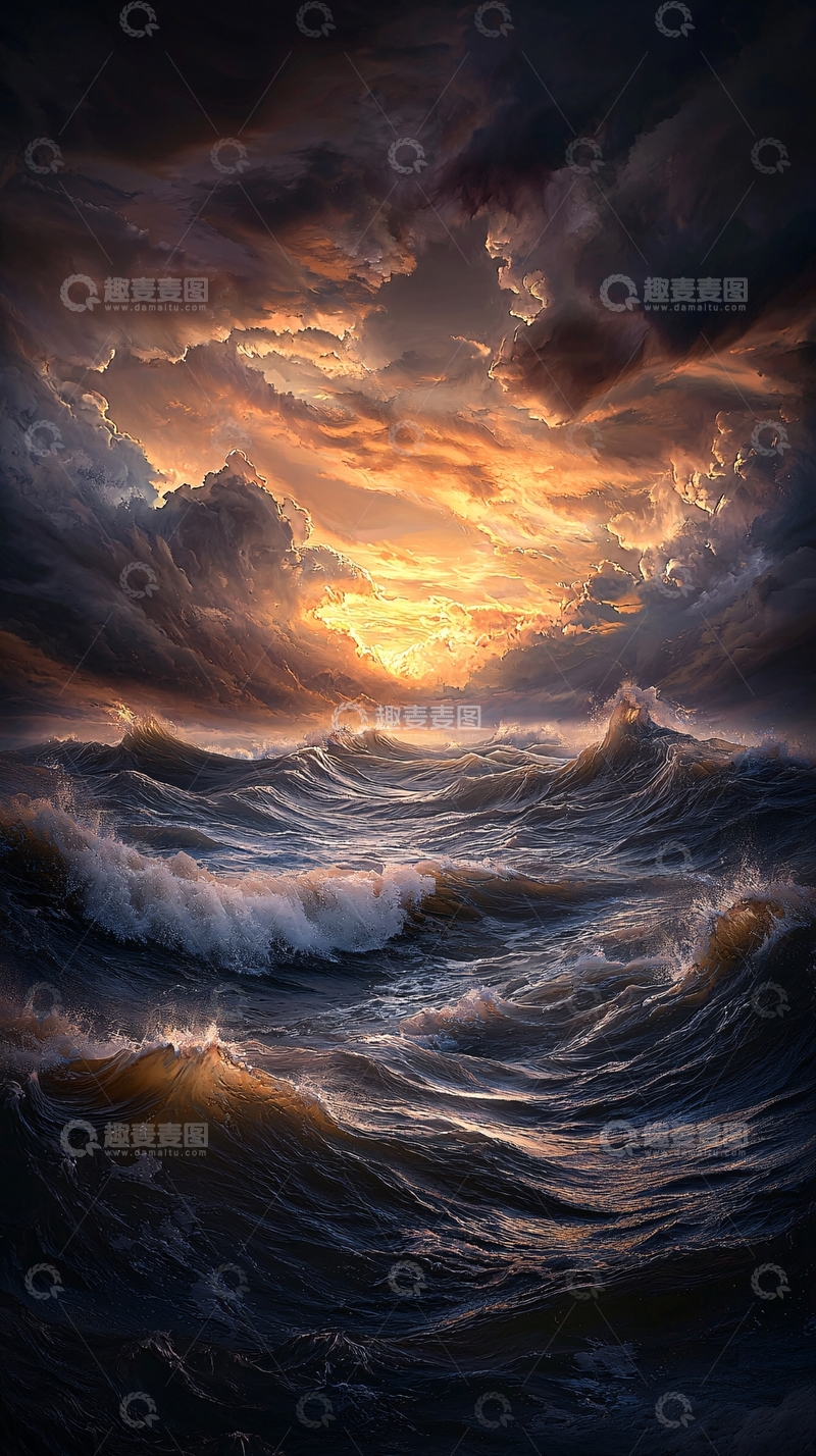 高清大图下载【趣麦麦图】波涛汹涌的海面