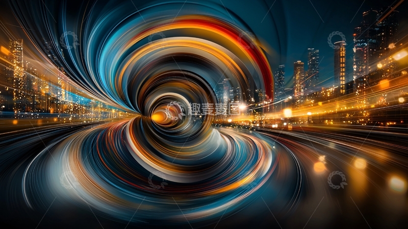 高清大图下载【趣麦麦图】城市夜景光线扭曲