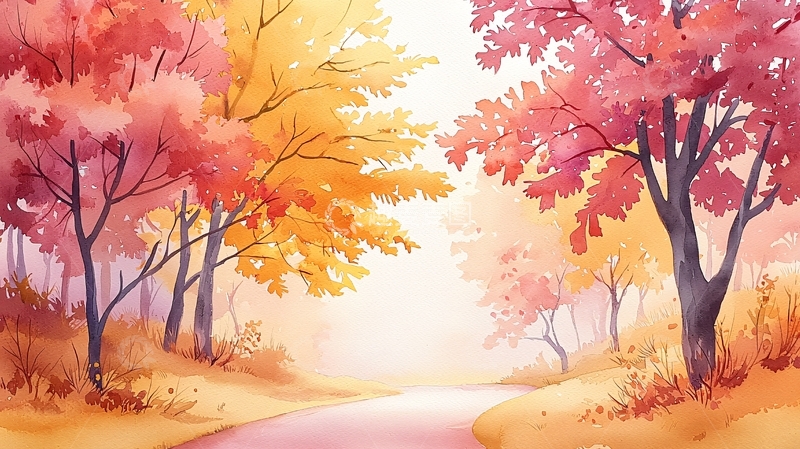 高清大图下载【趣麦麦图】秋日暖阳下的彩色树林