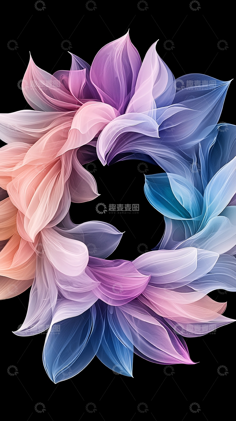 高清大图下载【趣麦麦图】水彩花瓣的环形排列