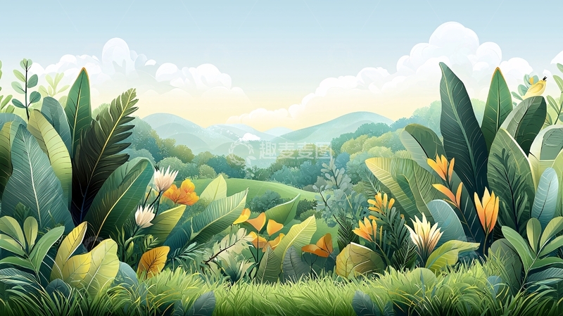 高清大图下载【趣麦麦图】绿色丛林背景