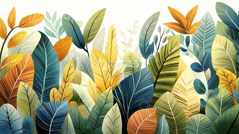 高清大图下载【趣麦麦图】色彩丰富的热带植物叶子