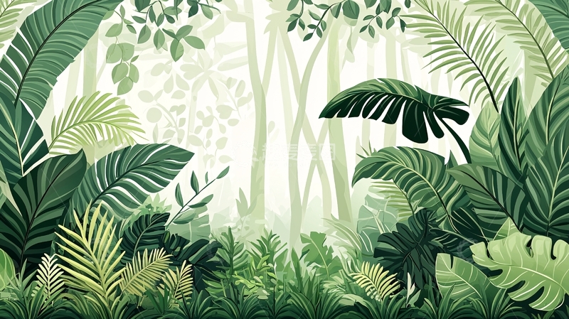 高清大图下载【趣麦麦图】茂密丛林中的绿色景观